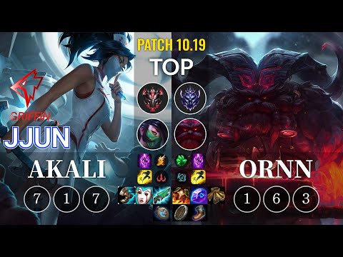 GRF jjun Akali vs Ornn Top - KR Patch 10.19