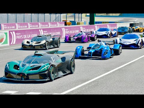 Bugatti Bolide vs Devel Sixteen vs Red Bull X2010 BATTLE at Le Mans 24h Circuit