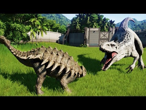 ANKYLOSAURUS MAX Vs I-REX,T-REX,SPINOSAURUS,INDORAPTOR,GIGANOTOSAURUS - Jurassic World Evolution