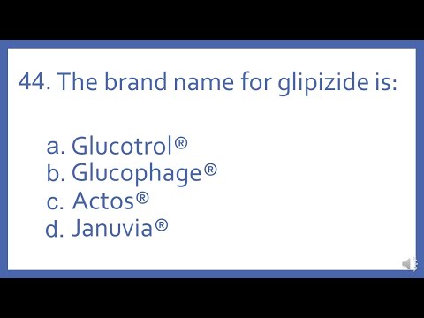 Top 200 Drugs Practice Test Question - The brand name for glipizide is (PTCB NAPLEX NCLEX Test Prep)