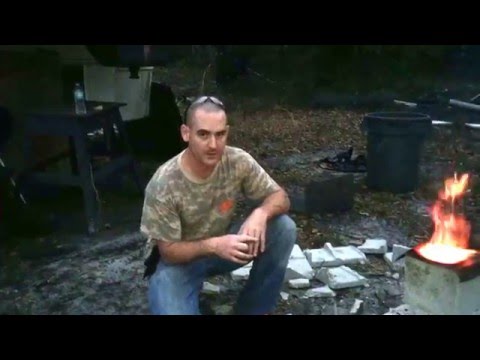4 block rocket stove DIY rocket stove concrete block cinder EASY!!!!!!!