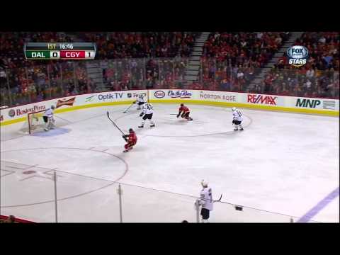 Jay Bouwmeester goal Feb 13 2013 Dallas Stars vs Calgary Flames NHL Hockey