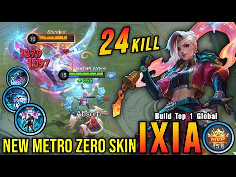 24 Kills!! Invoker's Command Ixia New METRO ZERO Skin!! - Build Top 1 Global Ixia ~ MLBB