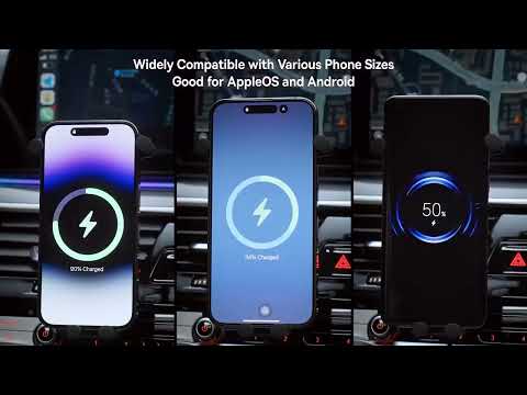 Автодержатель для смартфона с гравитационным захватом и быстрой беспроводной зарядкой 15W крепление в решетку - фото 1 - id-p2613879669