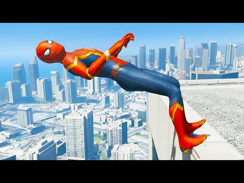 SPIDERMAN CRAZY JUMPS/FALLS (GTA 5 Spider-Man Fails) #70