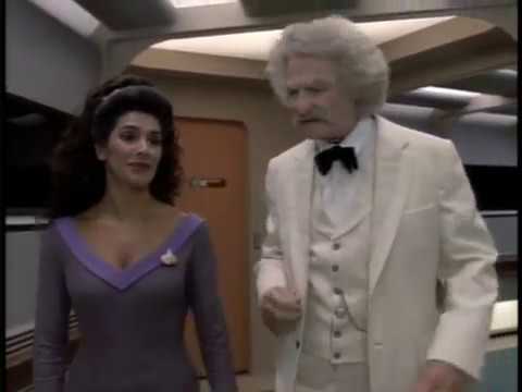 Counselor Troi talk to Mark Twain about humanities future