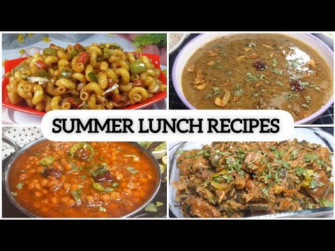 4 Summer Lunch Recipes || Karela Gosht || Veg Macroni || Malka Masoor Daal || Chana Daal #summer