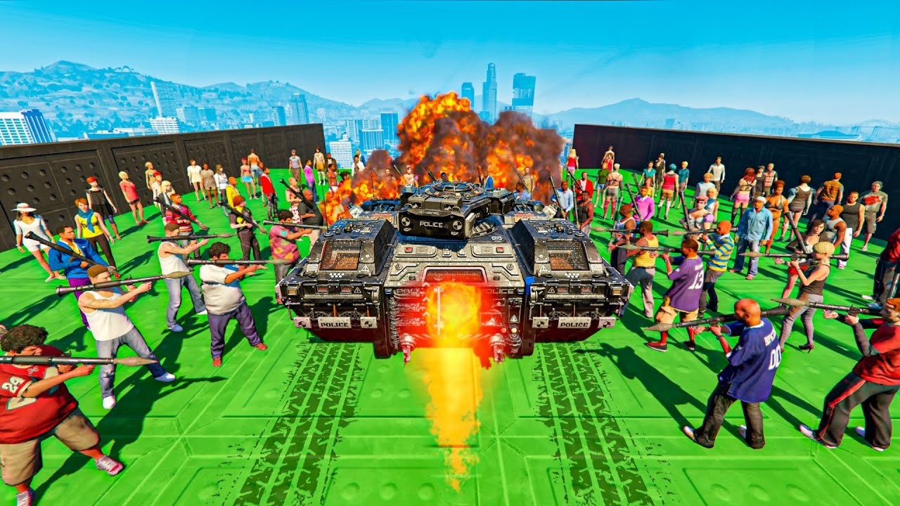 1 MEGA TANQUE vs 200 HUMANOS - GTA 5 ONLINE