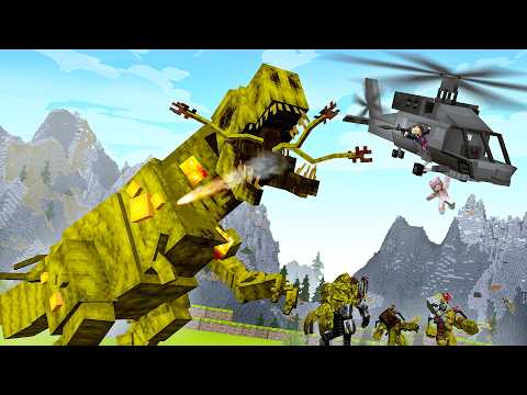 Zombie dinosaur on an apocalyptic island in Minecraft!