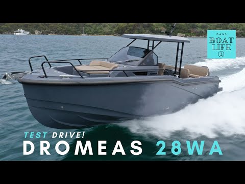 Dromeas 28WA - TEST DRIVE in choppy water this new Day Boat from Turkey!