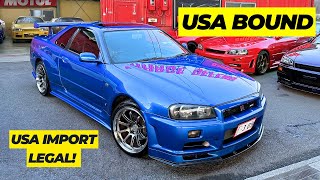 Chris Beardon's Nissan Skyline R34 GTT bound to USA!  USA IMPORT LEGAL!