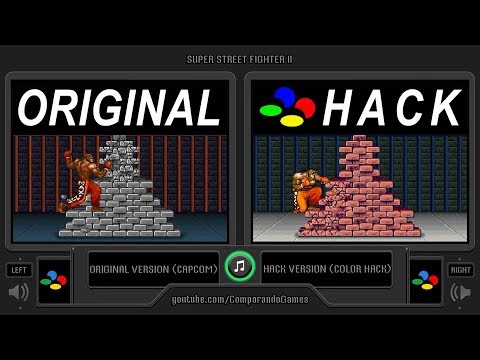 [2★] Super Street Fighter II (SNES vs SNES - Original vs HACK) Side by Side Comparison (2 Longplay)