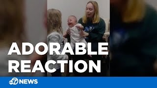 Baby hears sister&#39;s voice for the first time