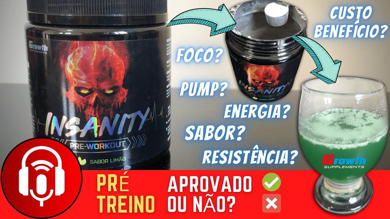 Miniatura da avaliação em vídeo de Pré-treino Growth Insanity 300g - Frutas Vermelhas