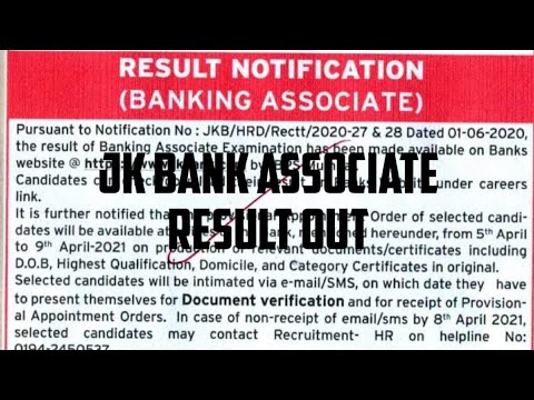 #Jkbank associate result out