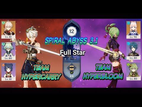 F2P Spiral Abyss 3.1 Floor 12 FullStar Bennett Hypercarry + Kuki Shinobu Hyperbloom | Genshin Impact