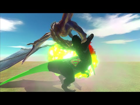 BLACK SUPERMAN T-REX and CRYPTONITE SUPERMAN T-REX vs DRAGON DEATH RUN - AnimalRevoltBattleSimulator