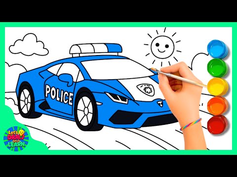 Draw a Police Car Lamborghini Patrol Car. Simple Drawing and Coloring Pages - Draw and Learn