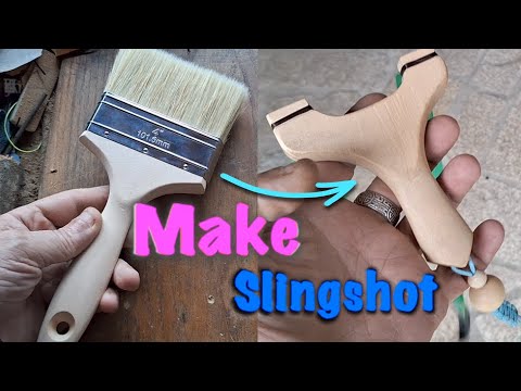 Make a slingshot from a paint brush | creative slingshot | no machines | asmr