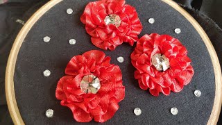 Ribbon Carnation Flowers (Ribbon  Embroidery Work)