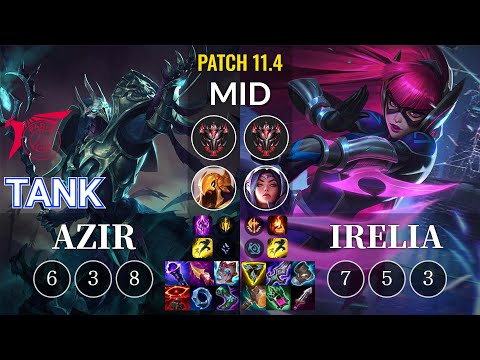 TLN Tank Azir vs Irelia Mid - KR Patch 11.4