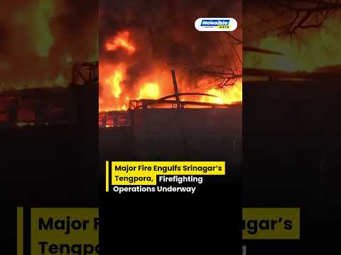Major Fire Engulfs Srinagar’s Tengpora Firefighting Operations Underway