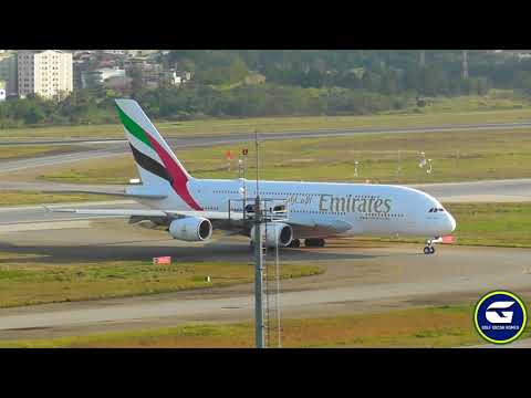 POUSO DO GIGANTE A380 DA EMIRATES NO AEROPORTO INTERNACIONAL DE SÃO PAULO/GUARULHOS