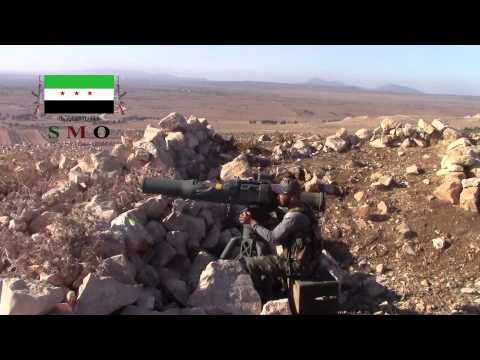 استهداف دشمة لقوات النظام بصاروخ تاو من قبل فرقة الحمزة في تل أحمر في محافظة القنيطرة