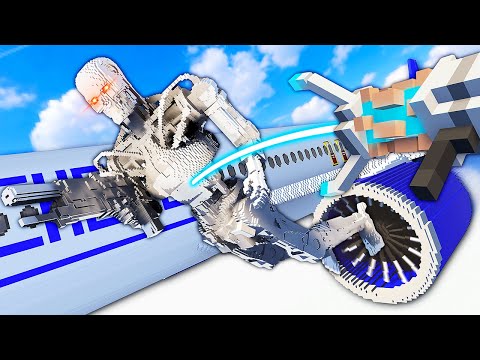 TERMINATOR Gets Sucked Into Plane Engine - Teardown Mods Gameplay