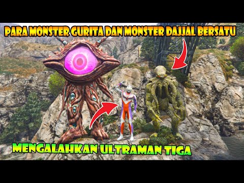 MONSTER DAJJAL DAN MONSTER GURITA RAKSASA BERSATU MENGALAHKAN PARA ULTRAMAN! GTA 5 MODS SPONGEBOB!!