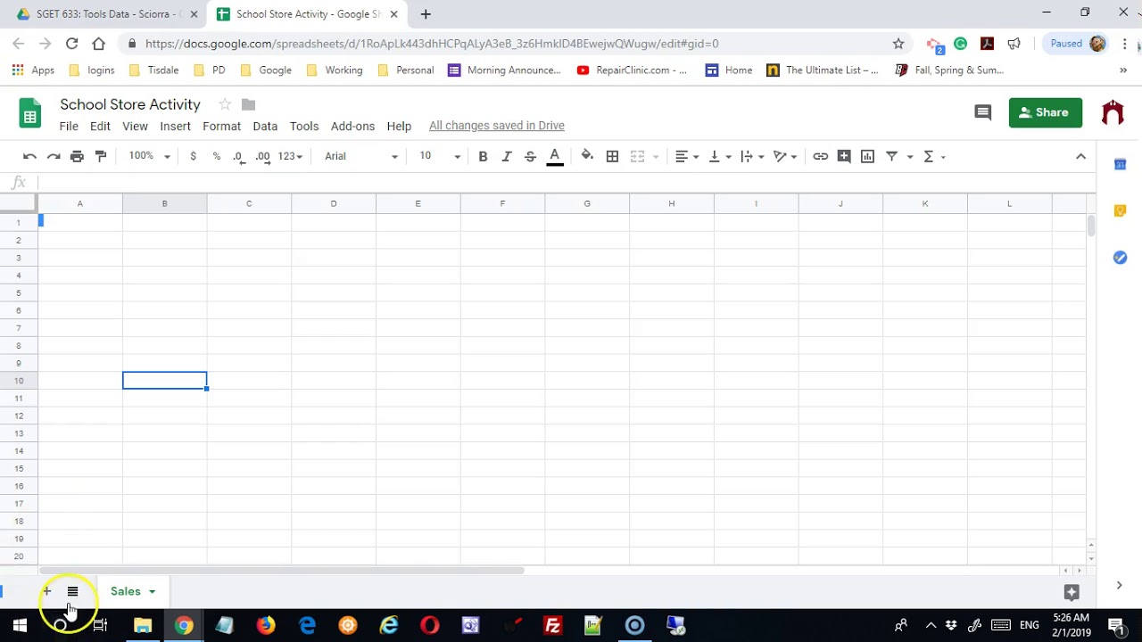 Google Sheets: School Store Project - Getting Set Up