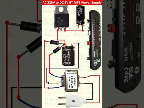 How to Make a 5V Power Supply for Bluetooth MP3 || AC 220V to DC 5V Bluetooth MP3 Power Supply