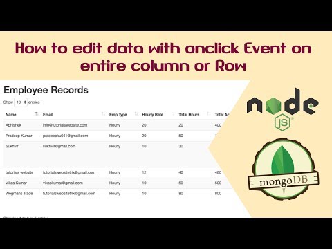 Edit Records with onclick event on entire row or column using Nodejs and MongoDB