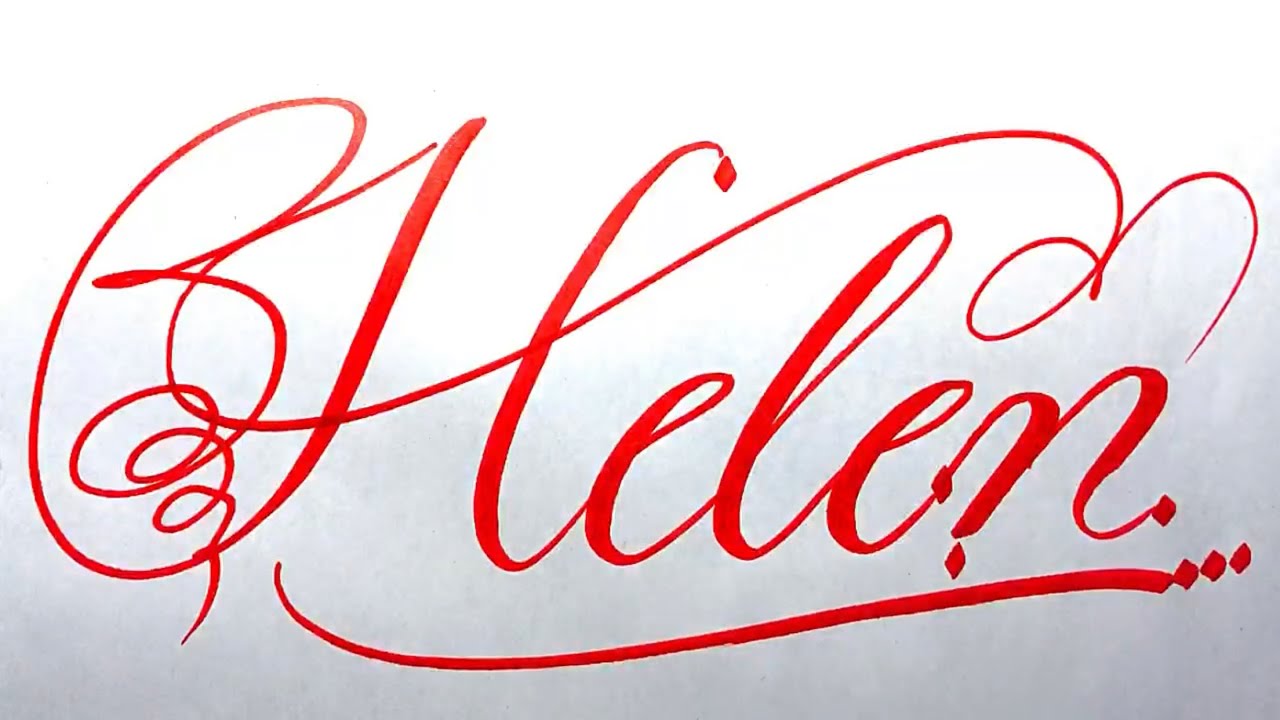 Helen Name Signature Calligraphy Status | How to write with Cut Maker  #calligraphy #cursive