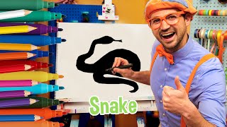 How To Draw A Snake + More | Draw with Blippi! | Kids Art Videos | Drawing Tutorial