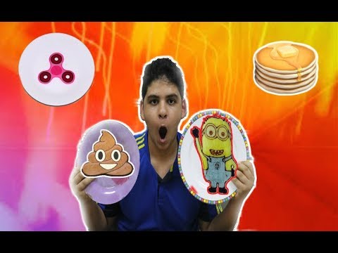 PANCAKE ART CHALLENGE (FIDGET SPINNER,MINIONS, EMOJI'S AND MORE)