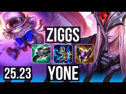 ZIGGS vs YONE (MID) | 61k DMG, 2400+ games, 9/3/11 | EUW Master | 25.23
