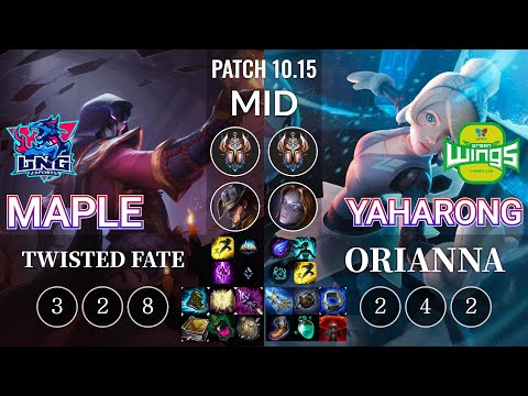 LNG Maple Twisted Fate vs JAG Yaharong Orianna Mid - KR Patch 10.15