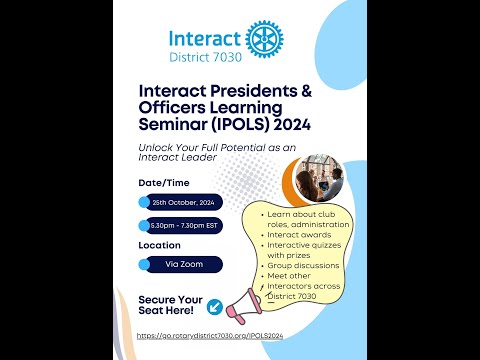 Rotary District 7030: Interact Presidents and Officers Leadership Seminar 2024 (EN)
