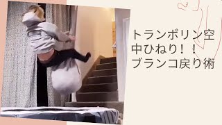 【楽しい】ヤッター！室内遊び トランポリン空中ひねり！！ブランコ戻りの術♫ #Shorts