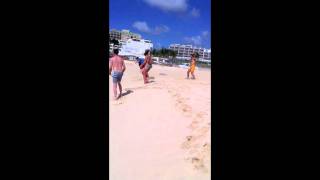 preview picture of video 'Maho Beach, St Maarten's Island. Tony blasted from jet stream'