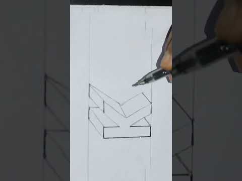 👉3D drawing in English capital letter 'K'with right side up shadow ♥️