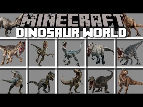 Minecraft JURASSIC WORLD DINOSAUR MOD / SCARY TITAN DINOSAURS with BABY MOBS !! Minecraft Mods