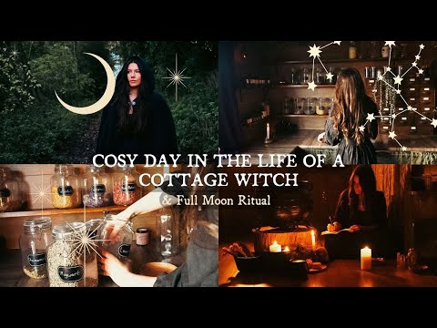 A Cosy Day in the Life of a Cottage Witch ✨ Full Moon Ritual & Magic🌕 Witch's Apothecary🫙