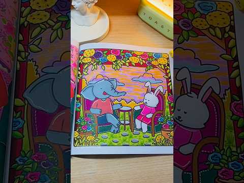 Available on Amazon🛒An elephant and a bunny relax under a spring arbo🐘#coloringbook #coloring