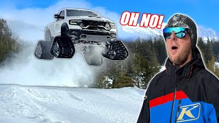 Mini TRX on Snow Tracks MASSIVE JUMP!