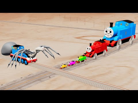 Cursed Thomas the Tank EXE Vs Big & Small Saw Wheel Thomas the Tank Rail Tracks - BeamNg.Drive