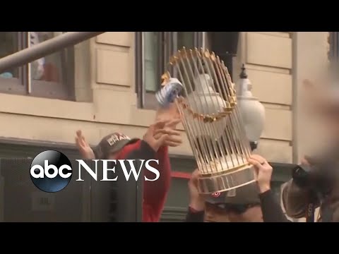 Red Sox fans damage World Series trophy