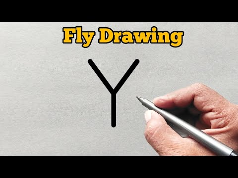 How to draw fly from letter Y | Easy Fly Drawing for beginners | letter drawing