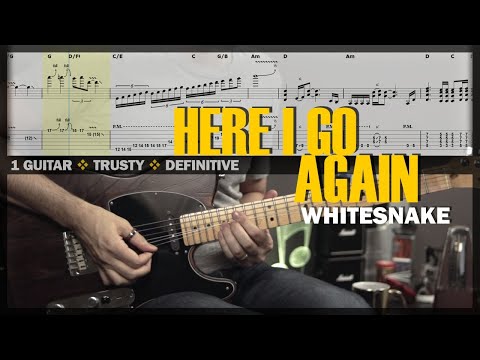 Here I Go Again | Guitar Cover Tab | Guitar Solo Lesson | Backing Track with Vocals 🎸 WHITESNAKE